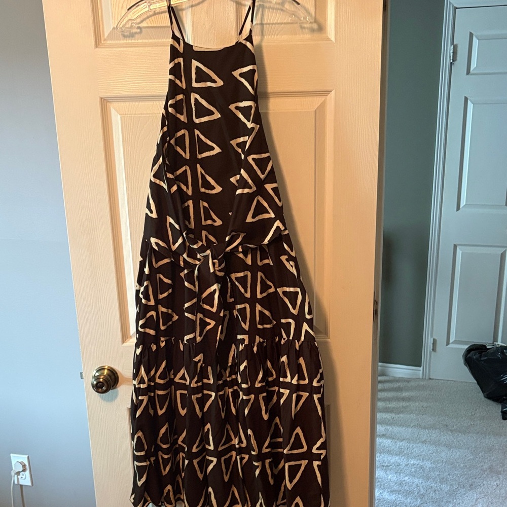 Anthropologie Black and White Geometric Maxi Dress